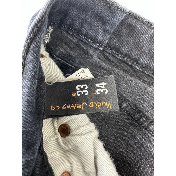 Nudie Tube Tom Black Carbon Mens Jeans Size 33X27 Excellent - Picture 4 of 6